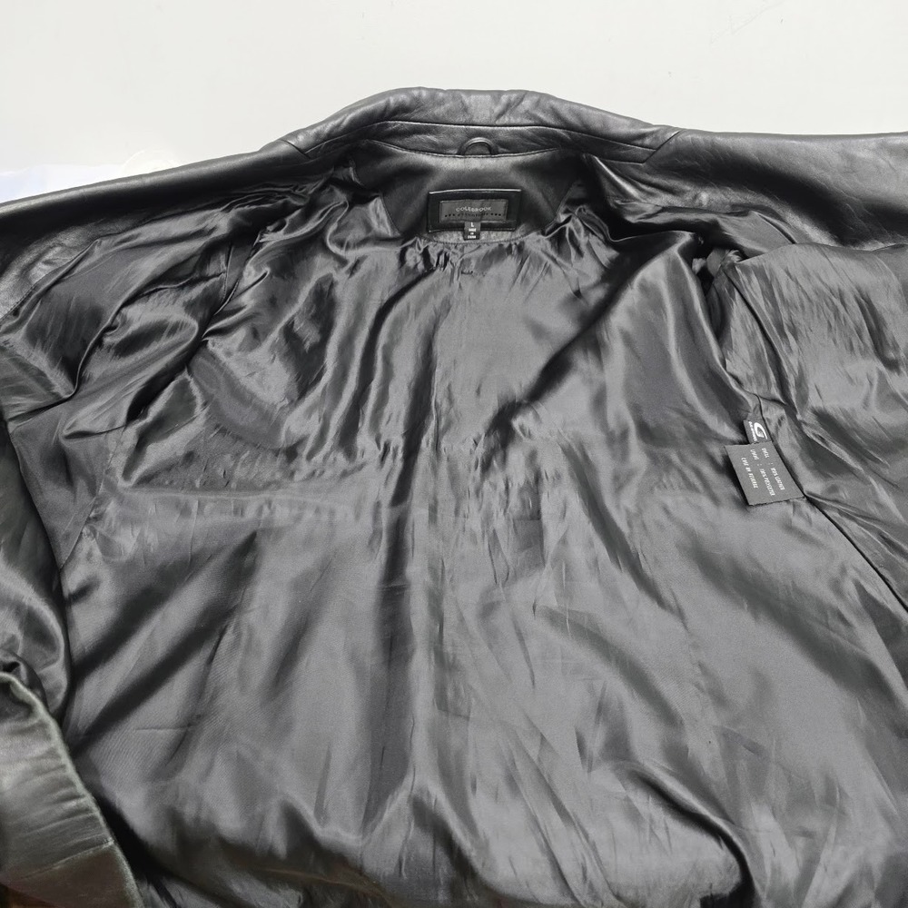Vintage 90s Leather Jacket Coat Women's L Black Alt Grunge Goth Classic Matrix - Picture 15 of 16